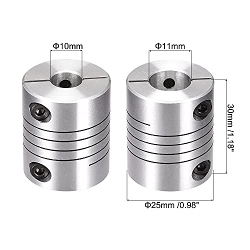 uxcell 2PCS Motor Shaft 10mm to 11mm Helical Beam Coupler Coupling 25mm Dia 30mm Length - size: 10mm to 11mm