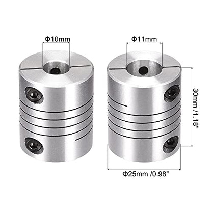 uxcell Motor Shaft 10mm to 11mm Helical Beam Coupler Coupling 25mm Dia 30mm Length - size: 10mm to 11mm