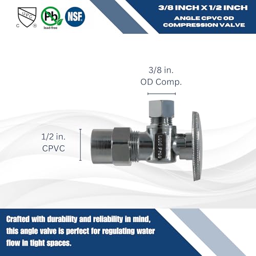 5 Pack XFITTING 3/8" OD Compression x 1/2" CPVC Angle Valve - size: .5" CPVC x .375" Angle