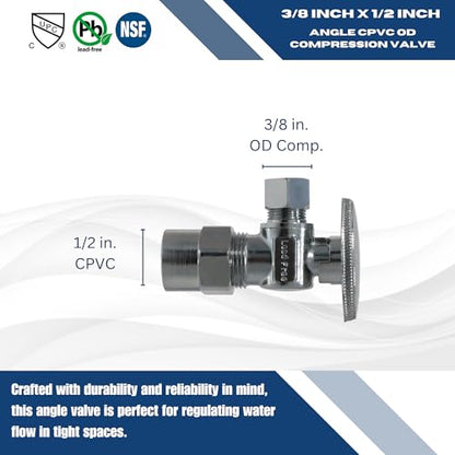 5 Pack XFITTING 3/8" OD Compression x 1/2" CPVC Angle Valve - size: .5" CPVC x .375" Angle