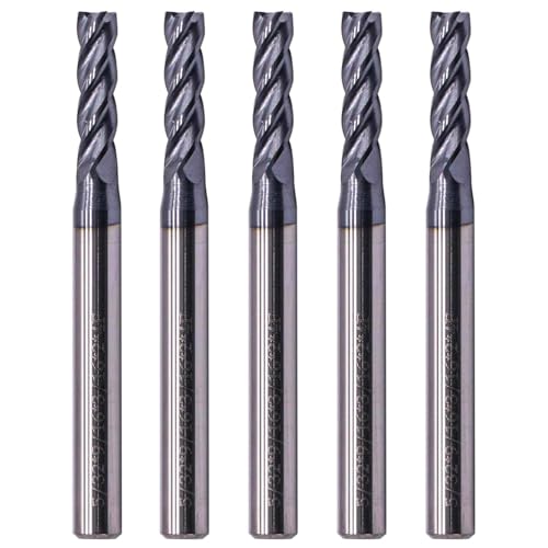 BestParts 5Pcs 5/32" 4 Flute Solid Carbide Square End Mill, AlTiN Coated - size: 5/32 in