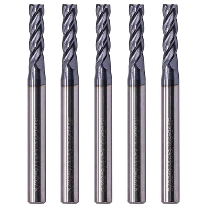 BestParts 5Pcs 5/32" 4 Flute Solid Carbide Square End Mill, AlTiN Coated - size: 5/32 in