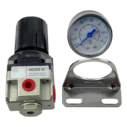 D27253 Air Compressor Regulator With Gauge & Bracket Fits for Dewalt for Craftsman for Devilbiss 4-Port Design: 1/4 Npt In/Out 1/8 Gauge Ports. Adjustable 0-150 Psi Pressure Control