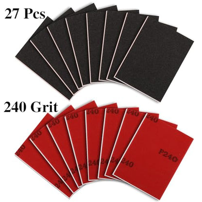27 Pcs Sanding Sponge Block Pads, 240 Grit Fine Sandpaper Sand Paper - size: 240 Grits