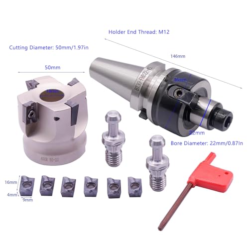 1.97"/50mm Cutting Dia 400R-50-22-4T Shell Cutter Set with BT30 Arbor - style: BT30-FMB22-45L