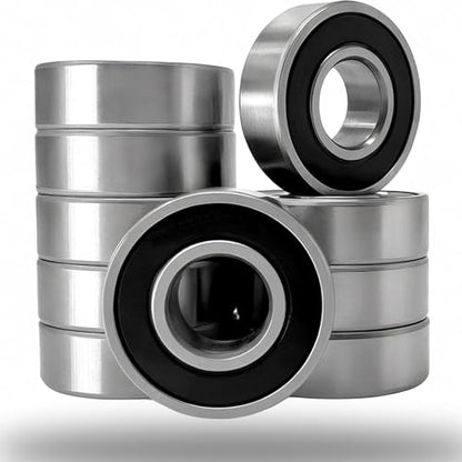 10 Pack 6201-2RS Double Rubber Seal Deep Groove Ball Bearings 12x32x10mm, Pre-Lubricated and Stable Performance and Cost Effective (6201-RS)