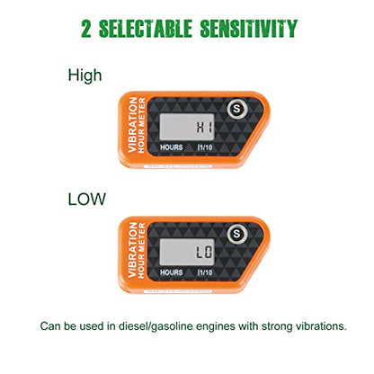 YOOREAL Vibration Hour Meter,Maintenance Hours Waterproof IP68 - color: Orange