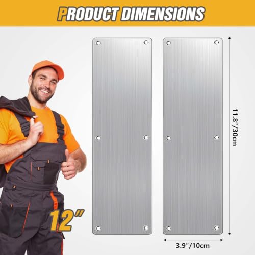12" Door Push Plate Stainless Steel for Bottom,Exterior,Front Door - size: 12'' Push Plate