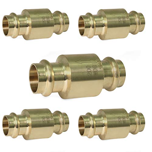Midline Valve 372S422-5 Inline Spring Loaded Check Valve, Backflow Prevention, Lead Free, 2 in. Press Connections, Cast Brass (5 Pack) - size: 2 in., style: 5 Pack