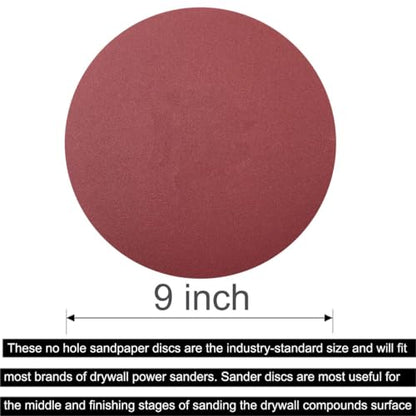 Tonmp 10 PCS 9 Inch 80 Grit Sanding Discs for Hand Radial Sander - 9"" Round Hook & Loop Sandpaper for Hand Sanding Tool, Aluminum Oxide Sander Disc for Hand Drywall Power Sander (80 Grits) - style: 80 Grits