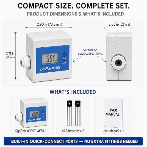 Savant DigiFlow 8000T Water Filter Flow Meter, 3/8" Quick Fit