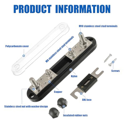 BOJACK ANL Fuse Holder Block with 2Pcs 350A ANL Fuse, Maximum Current 750A - size: 350A