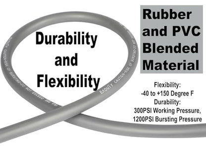 Hybrid Lead-in Air Hose 3/8 In. x 3 ft, Lightweight, Flexible, Durable Air Compressor Hose with Aluminum Universal Quick Coupler and Industrial Plug, Gray - size: 3 FT