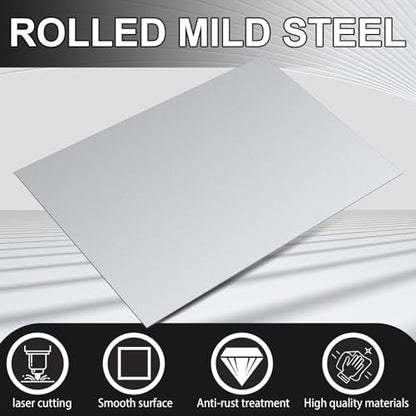 Hicarer 4 Pcs Mild Steel Sheet Cold Rolled 18 Gauge Metal Plate Weldable Metal Sheets for Professional Industrial DIY Use, Clean Surface Easy to Weld (12" X 16") - size: 12" X 16"