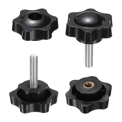 HARFINGTON Star Knobs M6 x 25mm Male + M6 Female Thread 38mm Head 2 Set - size: M6 x 25mm + M6 x 38mm