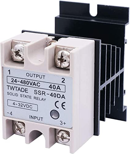 TWTADE/YJ2N-LY DC 12V Electromagnetic Power Coil Relay 10A 8 Pins 2NO 2NC with Indicator Light and Socket Base + Solid State Relay SSR-40 DA 40A DC 3-32V to AC 24-380V + Heat Sink