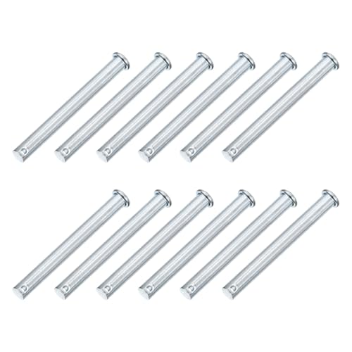 uxcell 12Pcs M10 x 90mm Single Hole Clevis Pins, Zinc-Plated Carbon Steel Flat Head Hitch Pins for Trailer Latch, Mechanics Repair, Furniture Installation, Industrial Equipment - size: M10 x 90mm
