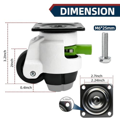 Leveling Casters with Ratchet Handle, Adjustable Casters Load 2200 Lbs