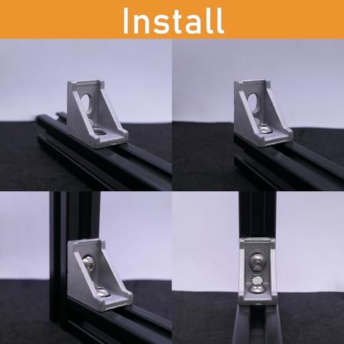 12 Sets 2020 Aluminum Extrusion Connectors,12pcs 2020 Series Corner Brackets,with 24pcs Sliding T Nuts and Screws, for Aluminum Extrusion Profile Slot 6mm - style: 12Set 20x28 Silver Corner Bracket