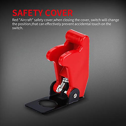 DaierTek Safety Cover Toggle Switch Guard ON Off Red Aircraft Covered 20A 12V Toggle Rocker Switch 120V AC 12 Volt DC Heavy Duty 2 Pin SPST for Car Truck Automotive - size: Screw ON/OFF with Safety Cover