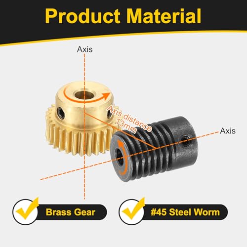 uxcell Worm Gear Set Right Rotation 30T 0.5 Module 1:30 Reduction Rate - size: Gear-4mm, Rod-4mm Bore, style: 0.5M-30T