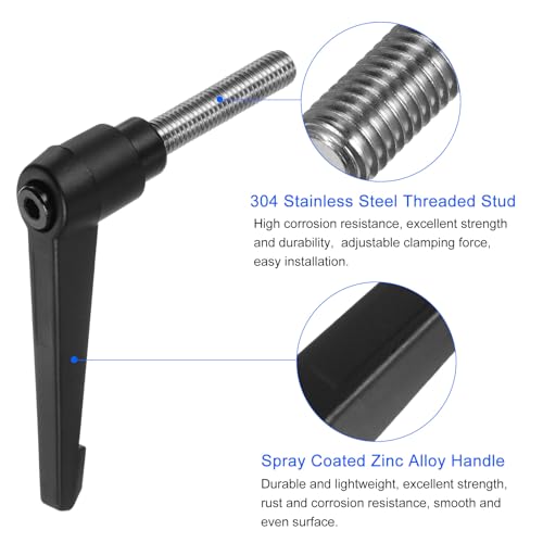 uxcell 2pcs Clamping Lever Handles, M10 x 40mm 304 Stainless Steel Threaded Male Stud, Adjustable Handles Locking Quick Release Ratchet Push Button Bolt Knobs, Black - size: M10 x 40mm