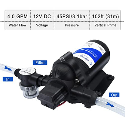 TDRsuper 12V DC Self-Priming Water Transfer Pump, 4GPM 45PSI High Pressure Booster Pump for RV, Garden, Marine & Yacht - style: 12V 4GPM 45PSI