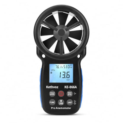 Handheld Anemometer CFM Meter, Kethvoz HVAC Airflow Meter Measure Wind Speed Airflow Monitor Humidity Temperature for Dust Collector AC Air Vent 866A