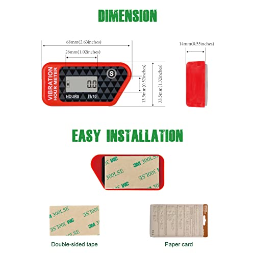 YOOREAL Vibration Hour Meter,Maintenance Hours Waterproof IP68 - color: Red