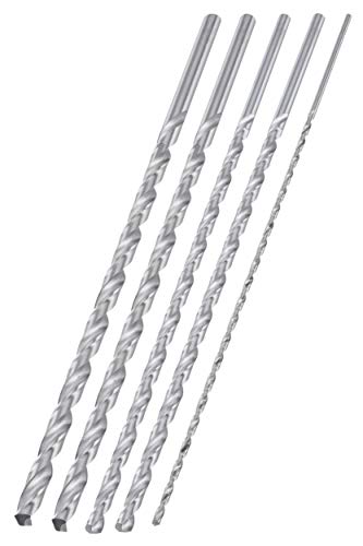 NEIKO 10047A Extra Long Drill Bit Set | 5-Piece | M2 HSS Steel | 12-Inch Length | 1/8, 3/16, 1/4, 5/16, and 3/8-Inch - size: 5 Piece, style: Extra Long