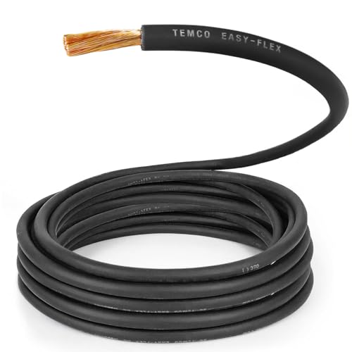 TEMCo 4 Gauge AWG 100 Ft Black Flexible Pure Copper Made in USA Welding Cable Battery Wire - Heavy Duty Solar, Inverter, Car, RV, Truck - color: 100 Ft Black, size: 4 AWG