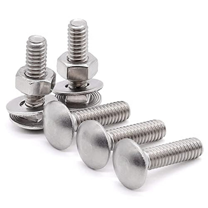1/4-20 x 3/4 Inch Carriage Bolt Kit, 304 Stainless Steel (18-8) with Hex Nuts & Flat Washers - 20 Sets, Round Head Square Neck, Full Thread Coverage by Glvaner - size: 1/4-20 x 3/4"