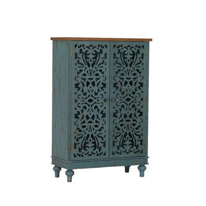 MAISON ARTS Tall Entryway Buffet Cabinet with Storage, Accent Cabinet - color: Blue, style: 2 Door-Tall