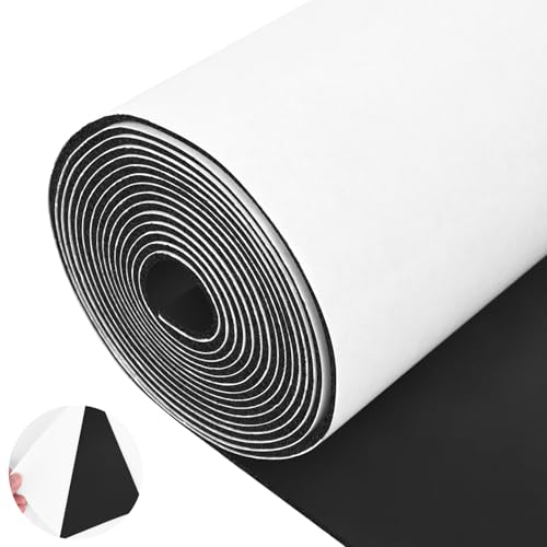 ToLanbbt Sponge Neoprene Foam Sheet with Adhesive - 1/16” Thick, 12” x 118” Closed Cell Foam Rubber Roll, Weatherproof Soundproof Padding for Automotive, Cabinet, Furniture, Crafts, DIY, Black - color: Black, size: 12 in x 118 in x 1/16 in