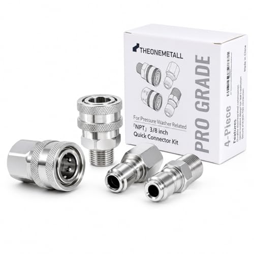 3/8 Inch Pressure Washer Quick Connect Fittings, Stainless Steel, 4-Piece - color: 4 Piece