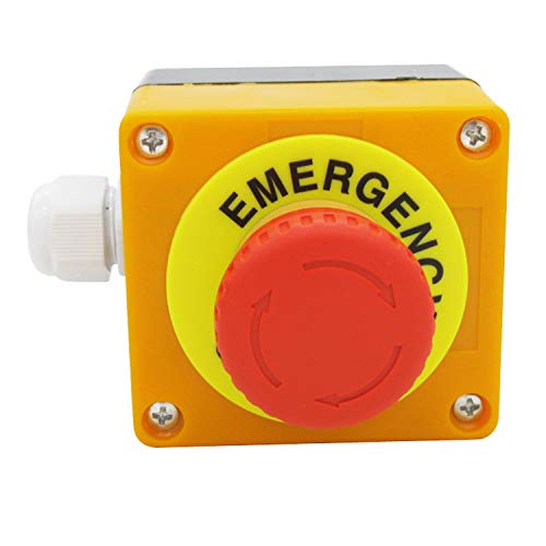 TWTADE/1NO 1NC Red Lamp Self Locking Emergency Stop Mushroom Switch Push Button Station 660V 10A Stop Switch Box YW1B-V4E11R-BOX - color: Red with Box/YW1B-V4E11R, size: 1NO 1NC