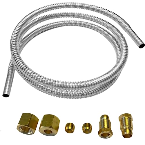 Pilot Tube Assembly Kit .Flex Tube 1/4"x 36"Stainless Steel Pilot Tube With Compression Fittings M10x1 Male Female Nut For Natural Gas.Propane Appliances - color: 1/4" x 36" Stainless Steel Flex Tube with Fitting Kit