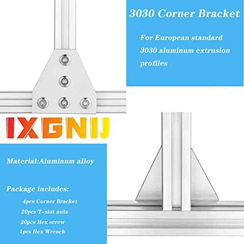 4Set 3030 Corner Bracket 5 Hole T Shape Joint Plates Set for 3030 Aluminum Extrusion AccessoriesSilver(T) - style: 4Set T Shape Silver