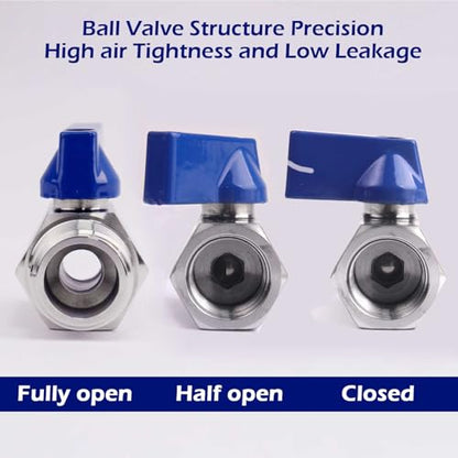 2 Pack Mini Ball Valve,3/8" NPT Female and Male Thread Shut-Off Valve - size: 3/8" NPT
