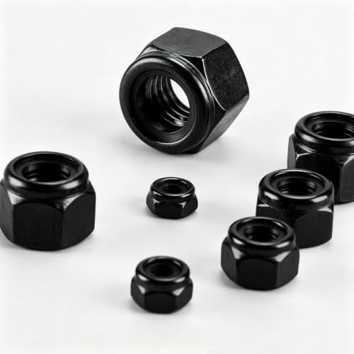 135 Pack Black 304 A2-70 Nylon Insert Lock Nuts, SAE & Metric - color: Black, size: Metric&SAE