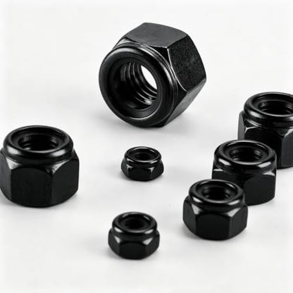 135 Pack Black 304 A2-70 Nylon Insert Lock Nuts, SAE & Metric - color: Black, size: Metric&SAE