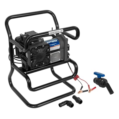 Sotera 12V DC Chemical Transfer Pump, Portable Chemtraveller with Meter - Mild Acid Transfer Pump for Outdoor Applications - SS435B - style: 12V Chemtraveller (Standard)