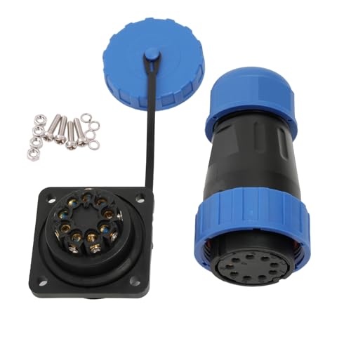 TY28 9 Pin 10A Connector, Circular Electrical Waterproof, 14AWG Wire, Plug Panel Socket, Screw Crimp Quick-Disconnect for Power Device - color: Screw Mount, size: 9 Pin 10A