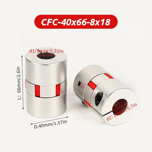 8mm to 18mm Plum Flexible Shaft Coupling, Diameter 40mm Length 66mm Aluminium Motor Connector Flexible Spider Coupler for 3D Printer CNC Machine Servo Stepped Motor - size: CFC-40x66-8x18, style: coupling