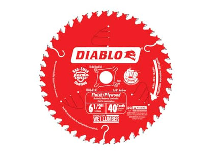 Diablo Finish Trim Saw Blade - 6-1/2" Dia., 40-ATB Teeth, 5/8" Arbor - size: 5/8" Arbor x 6-1/2" Dia