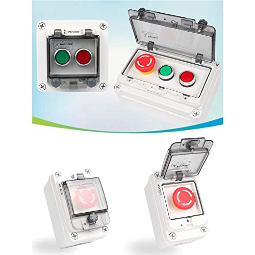 Green Start & Lockable E-Stop Station IP67 w/Prot Cover, AC/DC 110-380V - color: Green/emergency stop button