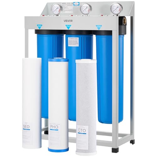 VEVOR Whole House Water Filter System, 3-Stage | Sediment, PHO, CTO | 4.5" x 20" Home Water Purifier Filter Reduce Chlorine, Bad Taste, Odor, Rust, Prevent Scale and Corrosion - style: Anti-Scale Protection