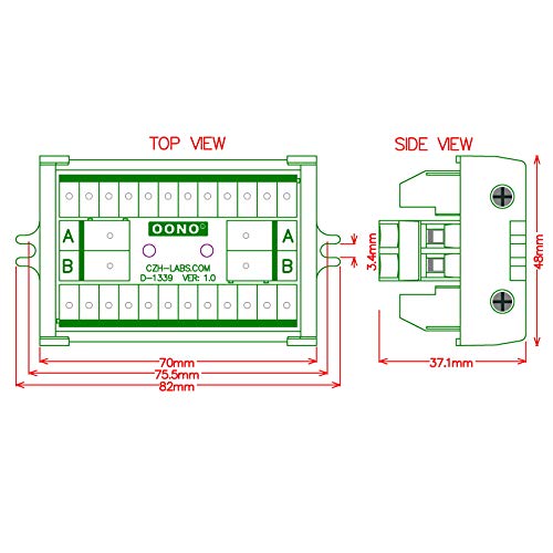 OONO Screw Mount 30A/300V 2x12 Position Terminal Block Distribution Module.