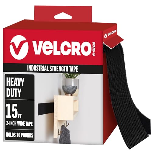 VELCRO Brand Heavy Duty Tape with Adhesive, Black, 15 Ft x 2 in Roll - color: Black, size: 15ft x 2in