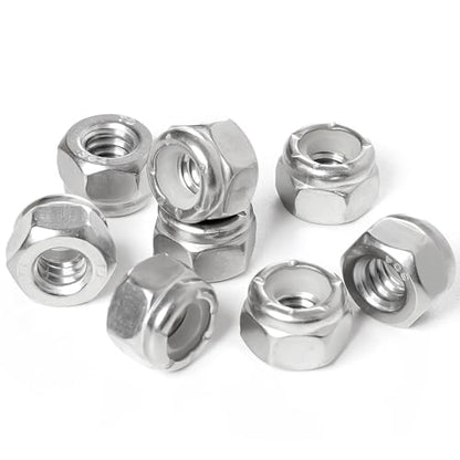 1/4-20 Lock Nut Nylon Insert Hex Locknuts Locking Hex Nuts 304 Stainless Steel 60pcs - size: 1/4-20
